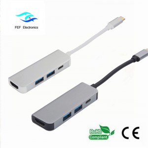 Tipo USB c / HDMI femmina + 2 * USB 3.0 femmina + SD + TF Codice convertitore: FEF-USBIC-022